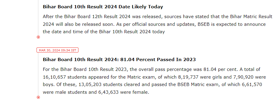 Bihar 10th Result 2024